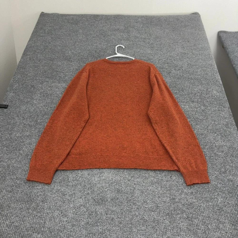 Bowen & Wright Sweater Mens XL Orange Lambswool V Neck Pullover Classic Casual